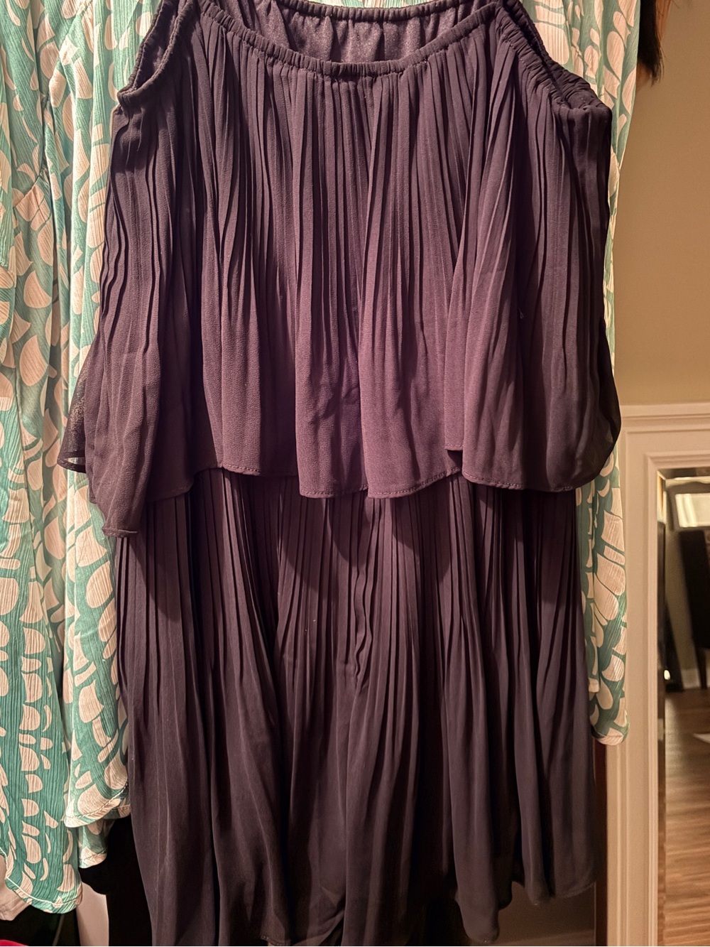 Pleated Spaghetti-Strap Romper in Black